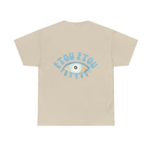Load image into Gallery viewer, Unisex Tee with Greek Evil Eye Design
